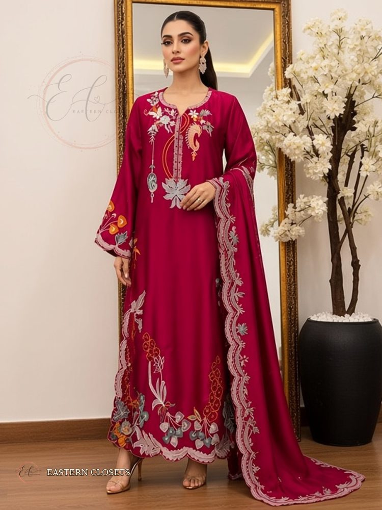 Ruby Rang – Embroidered Silk | Kaftan