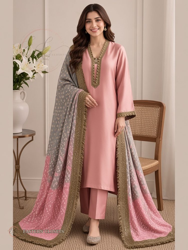 Gulabi Bandhani – Kurta Set | Bandhani Dupatta