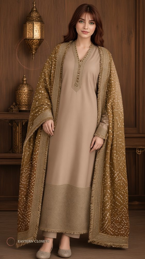 Mehendi Rang – Kurta Set | Bandhani Dupatta